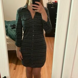 Stylish Gray Button-Up Dress